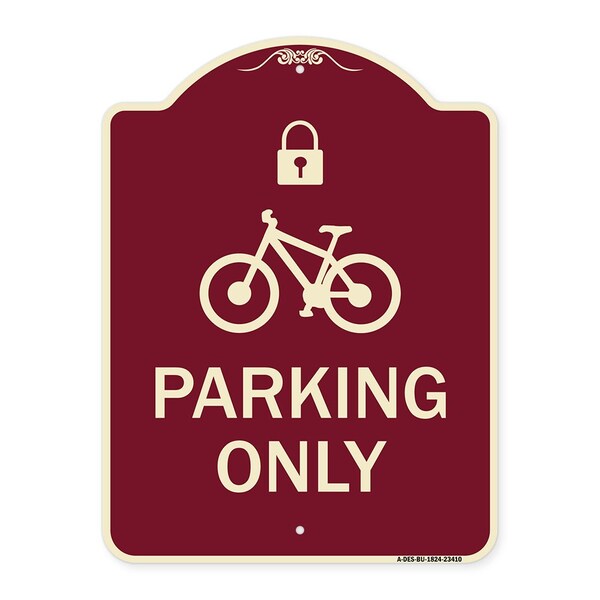 Parking With Cycle and Lock Symbol Heavy-Gauge Aluminum Architectural Sign, 24" x 18", BU-1824-23410